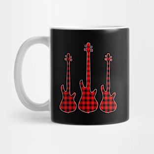 Red Black Plaid Matching Christmas Pattern Bass Player Mug